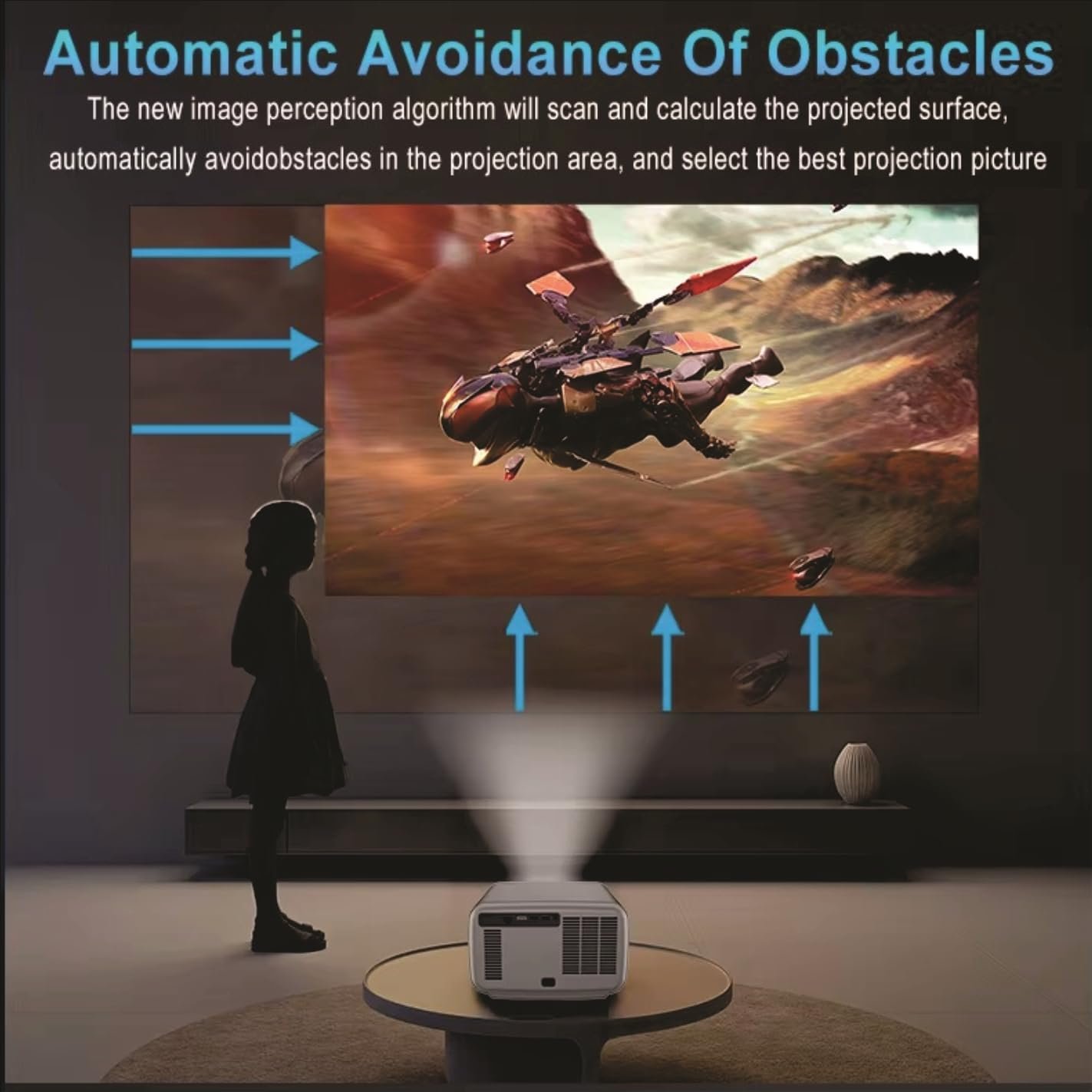 Automatic obstacle avoidance feature of the projector