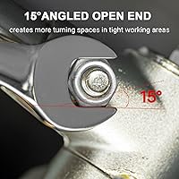 Vista 5 de MAXPOWER Llave combinada de 1 pulgada, llaves de grado industrial con extremo de caja de 12 puntos, acero al cromo vanadio duradero con diseño