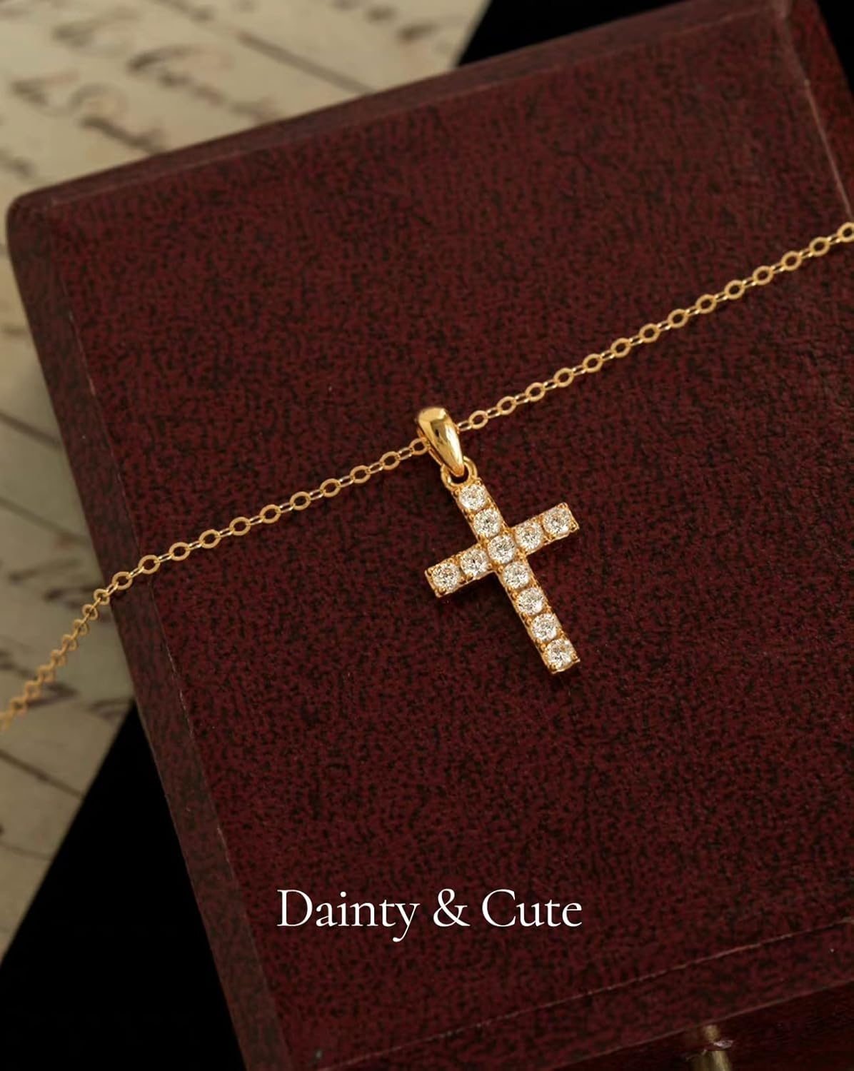DEARMAY Gold Plated Cross Necklaces for Women, Dainty Gold Plated Cross Choker Necklace for Women Simple Small Pendant Neckalce Jewelry Gift - Image 5