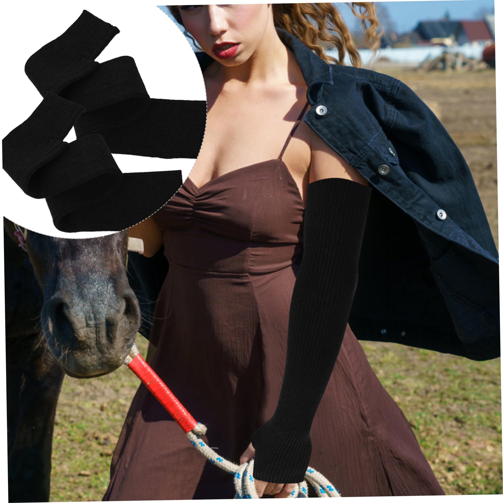 COLLBATH Thermal Arm Warmers Knitted Arm Sleeves Compression Warm and Comfortable for Outdoor Sports