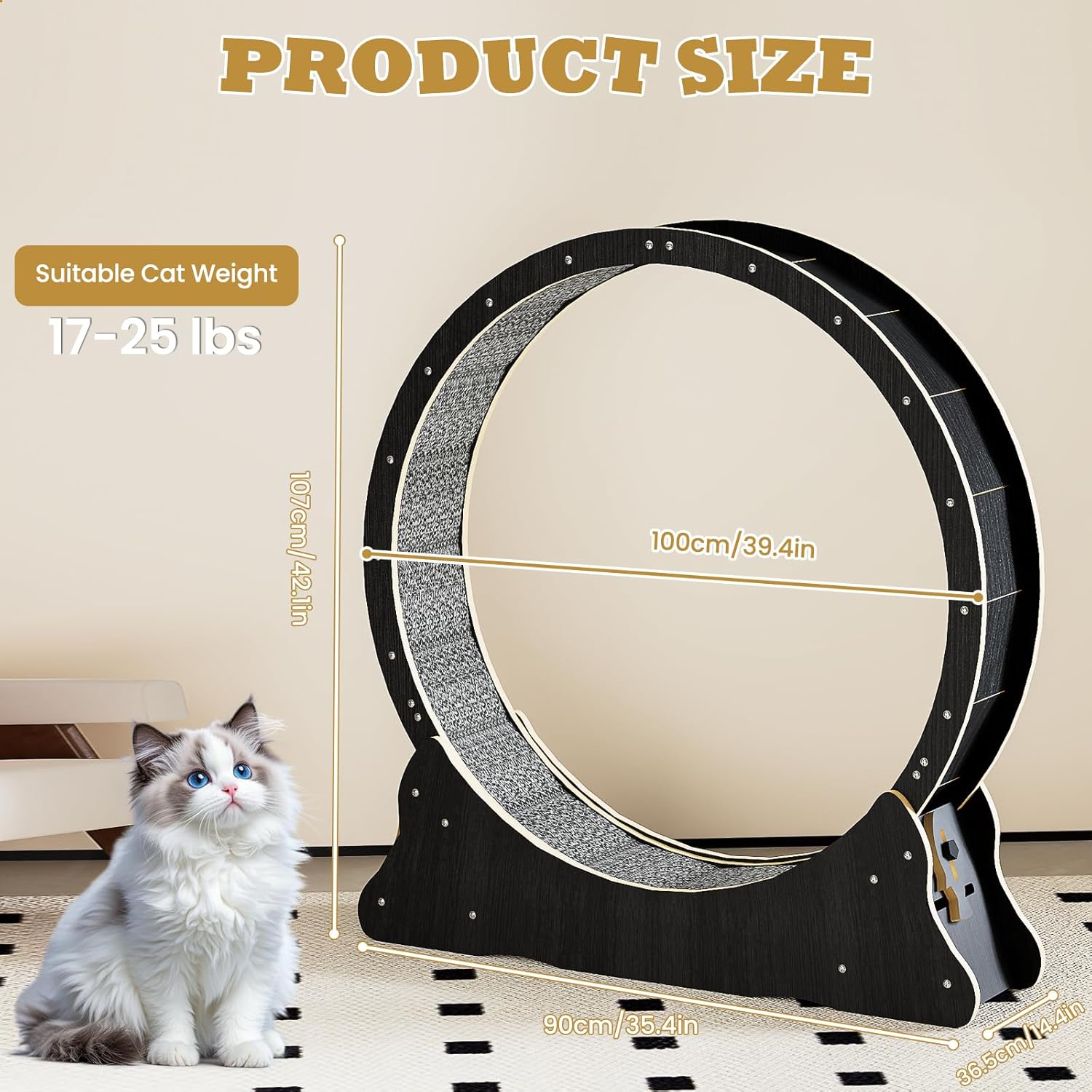 Macska futókerék részletes nézet TPE görgőkkel