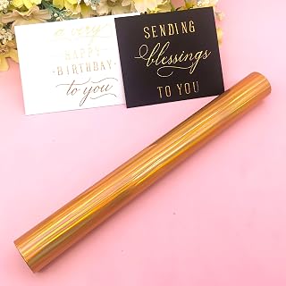 JBQUEEN Metallic Hot Foil Roll, 5M x 19.5CM, Aluminum, Laser Toner Reactive, Use Laminator, Laser Printer, Holographic Heat Transfer Foil for Handmade Craft Accessories