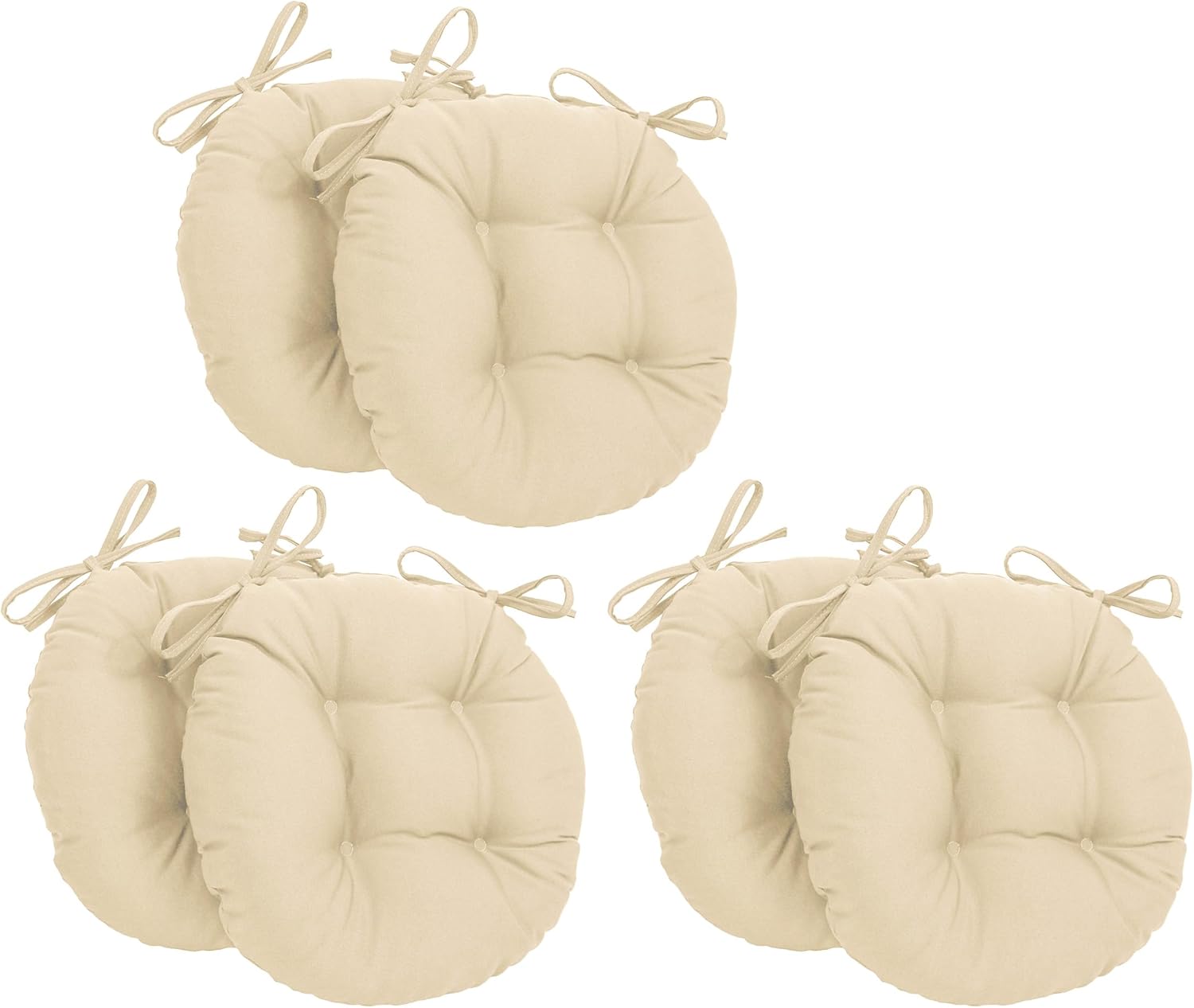 Blazing Needles 16-inch Round Tufted Twill Chair Cushion, 16 x 16, Royal Blue 6 Count