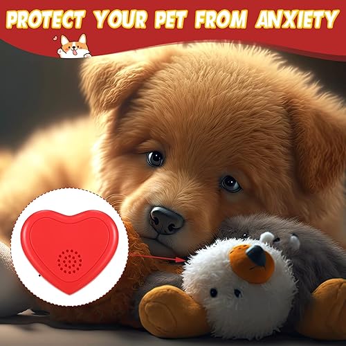 Miniatura 6 de Wettarn 4 unidades de latidos cardíacos para perros en forma de corazón, simulador de chupete de repuesto, latido de corazón rojo para gato, gatito,