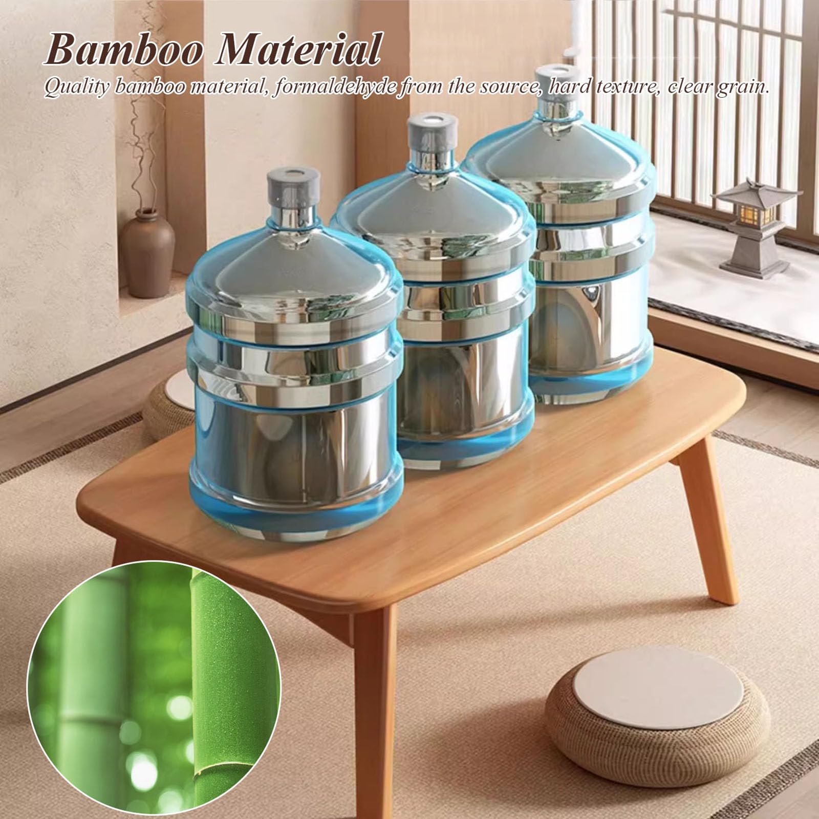Table Basse Pliante Japonaise en Bambou, Table Portable et Pliable, Table Tatami Kotatsu, Table Basse pour s'asseoir au Sol, Meuble Japonais (80 x 40 x 31 cm, Naturel)