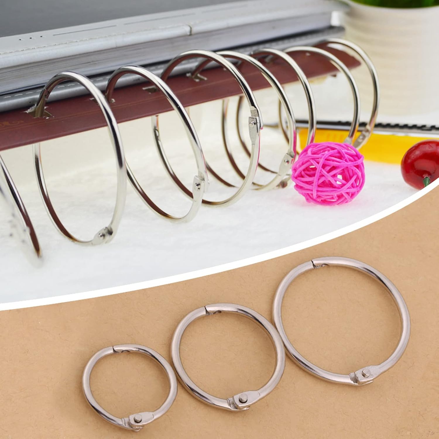 Oumefar Silver O Rings MetalRings Hinge Ring Split Key for Photo Album Scrapbook Key Crafts Jewelryfinding Heavy Duty Key Rings Heavy Duty Key Rings Keychain Clips(25mm)