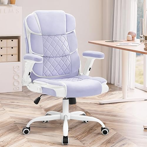 Miniatura 2 de SEATZONE Silla de oficina ergonómica de tela de terciopelo, sillas ejecutivas de escritorio para computadora, pequeñas y bonitas sillas de trabajo