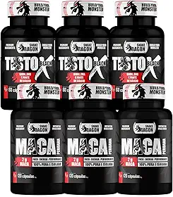 Kit 3x Maca Peruana 120 Cápsulas 2000mg Pura Premium Lepidium Meyenii Homens Mulheres Energia Resistência + 3x Vitaminas e Minerais X Black 60 Cáps Fonte de Calcio Rico em Zinco Niacina Magnesio