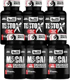 Kit 3x Maca Peruana 120 Cápsulas 2000mg Pura Premium Lepidium Meyenii Homens Mulheres Energia Resistência + 3x Vitaminas e Minerais X Black 60 Cáps Fonte de Calcio Rico em Zinco Niacina Magnesio