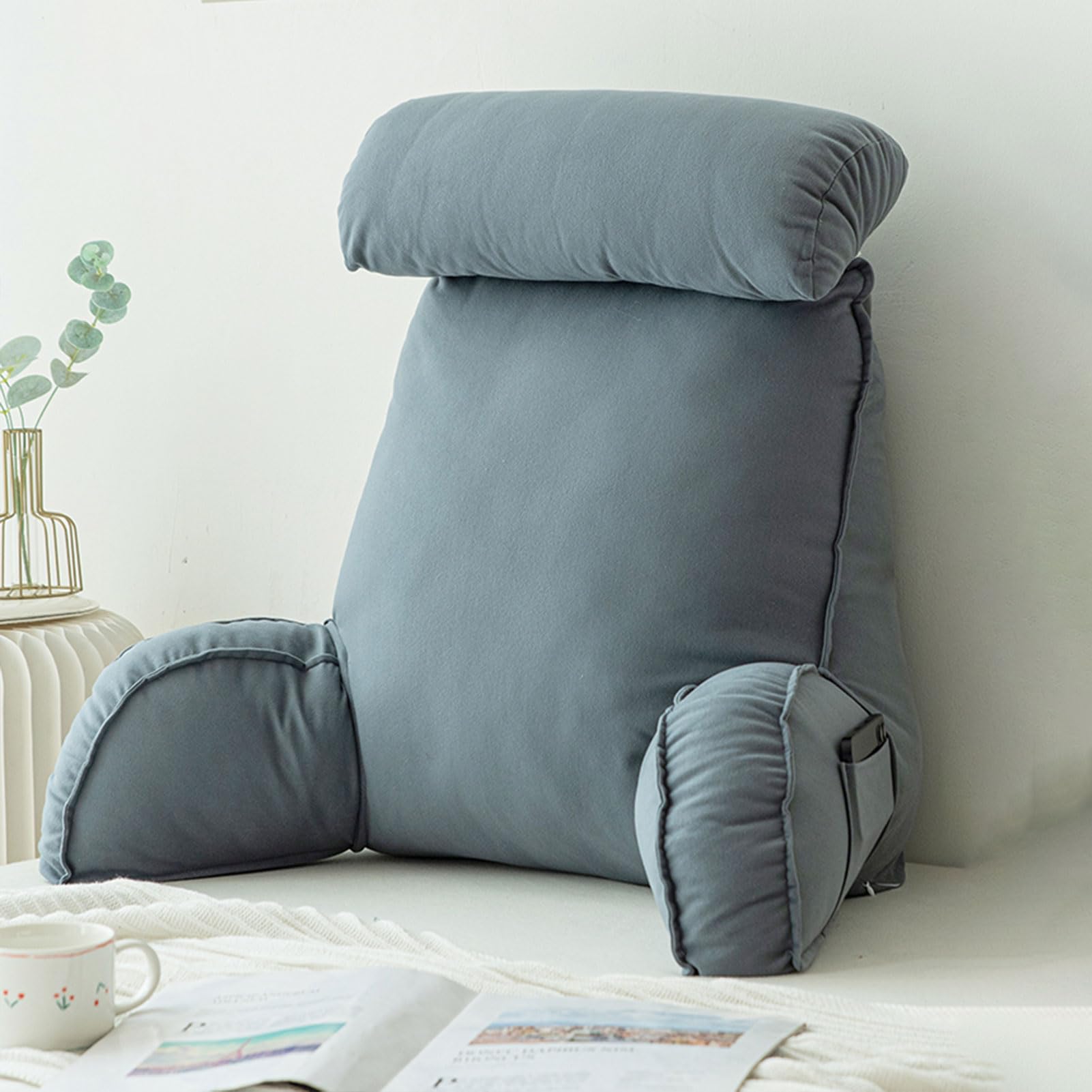 YKMYXZ support pillow， Relax Pillow,Backrest Multifunctional Sofa And Bedside Cushion WithRest(Blue Gray)
