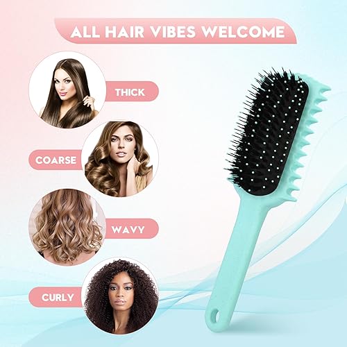 Miniatura 6 de Paquete de 1 cepillo definidor de rizos para ondas y bobinas, desenreda, da volumen y define rizos, reduce el encrespamiento y la rotura, mango de