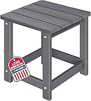 Vista 16 de LZRS Mesa Lateral Redonda Adirondack para Patio Mesa de Esquina, Mesas Laterales para Exteriores para Patio, Jardín, Piscina, Complemento