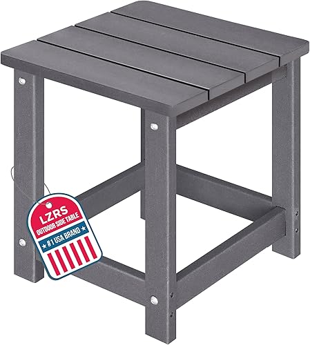 Miniatura 16 de LZRS Mesa Lateral Redonda Adirondack para Patio Mesa de Esquina, Mesas Laterales para Exteriores para Patio, Jardín, Piscina, Complemento