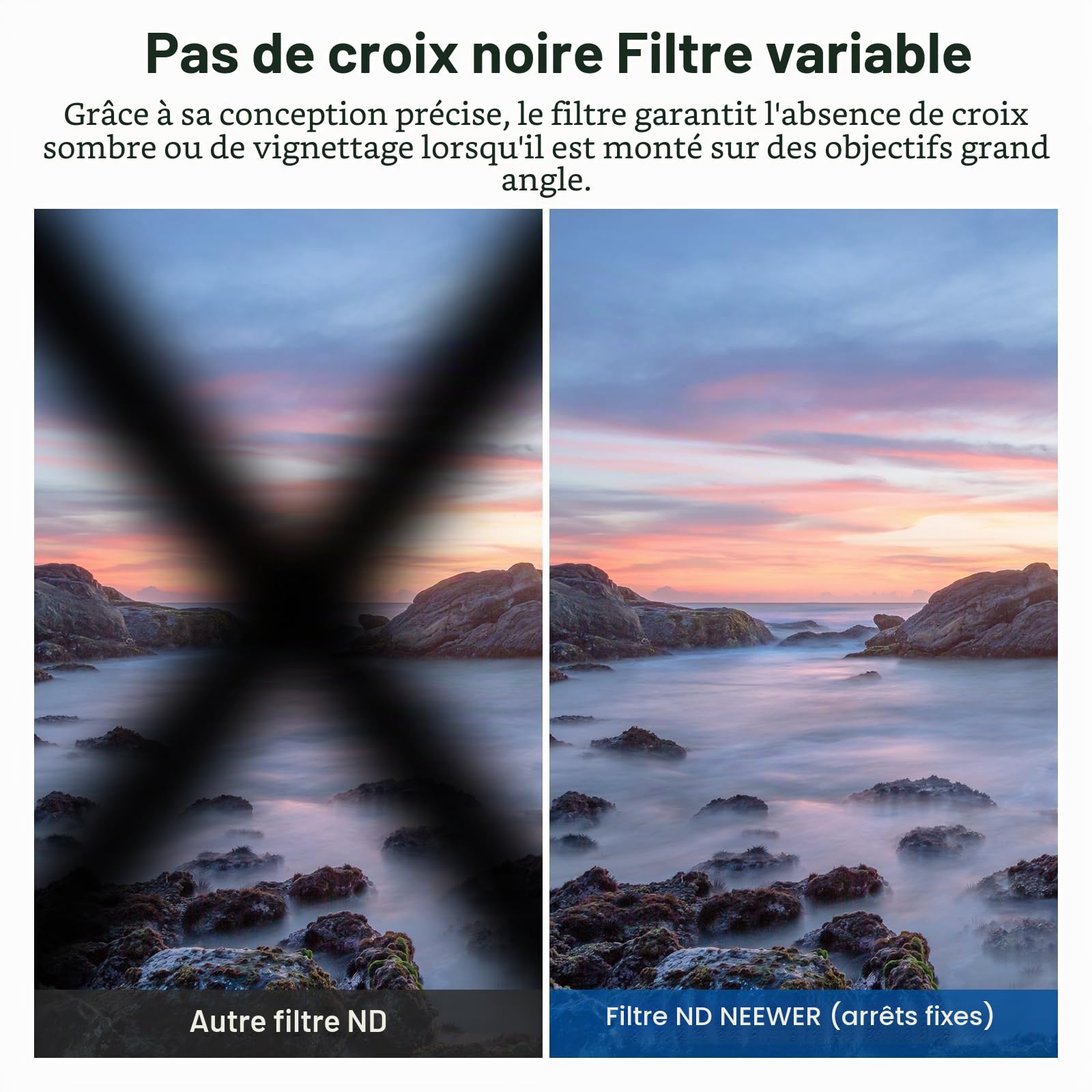 NEEWER 67mm Filtre ND Variable True Colors Hard Stop ND2-32(1-5 Stops) à Densité Neutre Limitée Verre Optique HD Multicouche Accessoire/Non Croix X/Cadre Aluminium/Résistant à l'eau/Rayure/Trace Doigt