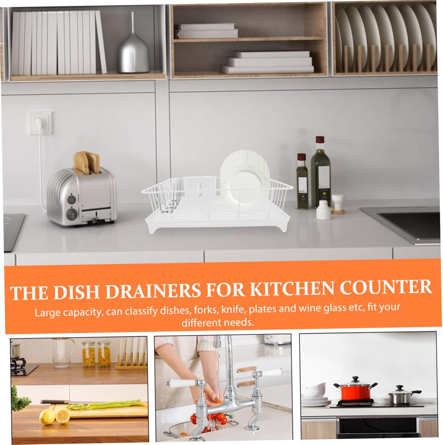 Alipis Large Capacity Kitchen Sink Dish Rack Drying Rack for Kitchen Counter Cutlery Holder for Utensils