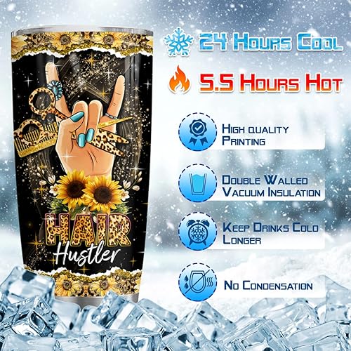 Miniatura 9 de Hair Hustler - Vaso de acero inoxidable de 20 onzas con texto en inglés "You Are My Sunshine", regalos de girasol para estilistas, regalos de