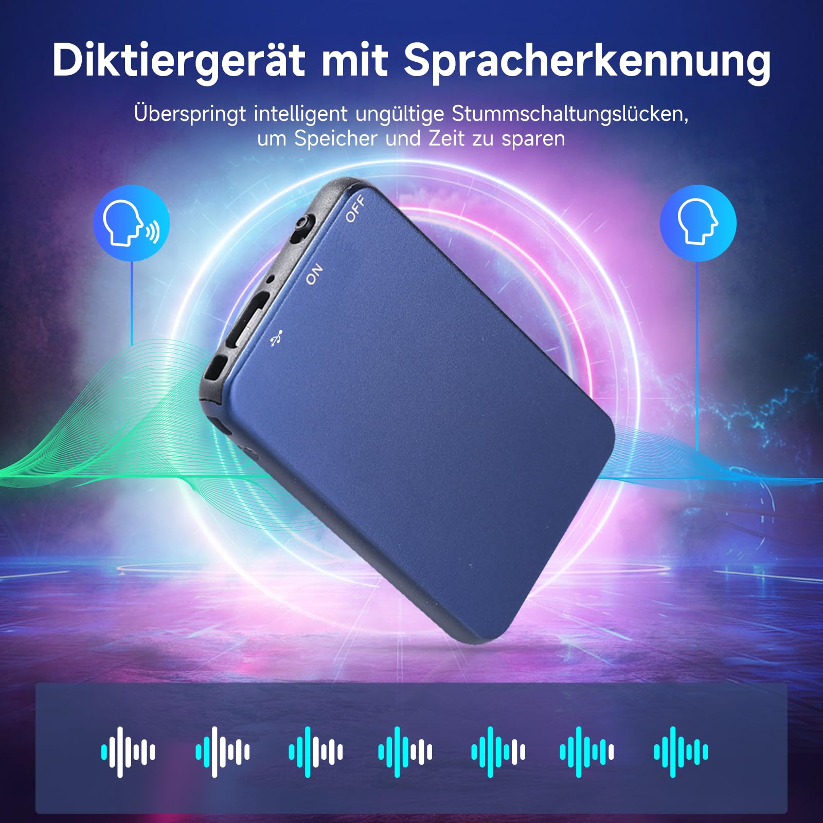 64GB Mini Diktiergerät, Vormooi Metall Diktiergerät mit Spracherkennung mit 40 Stunden Langer Batterielaufzeit, Nur 0,6 cm dick, Aufnahmegerät Voice Recorder für Kurse Konferenzen Vorlesung