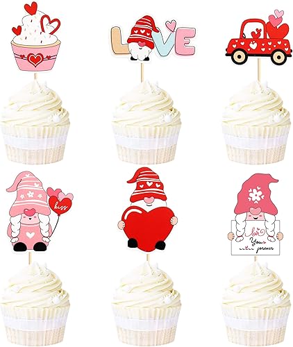 24 adornos para cupcakes para el día de San Valentín, decoración de pastel de corazón para amor, boda, compromiso, fiesta, día de San Valentín,