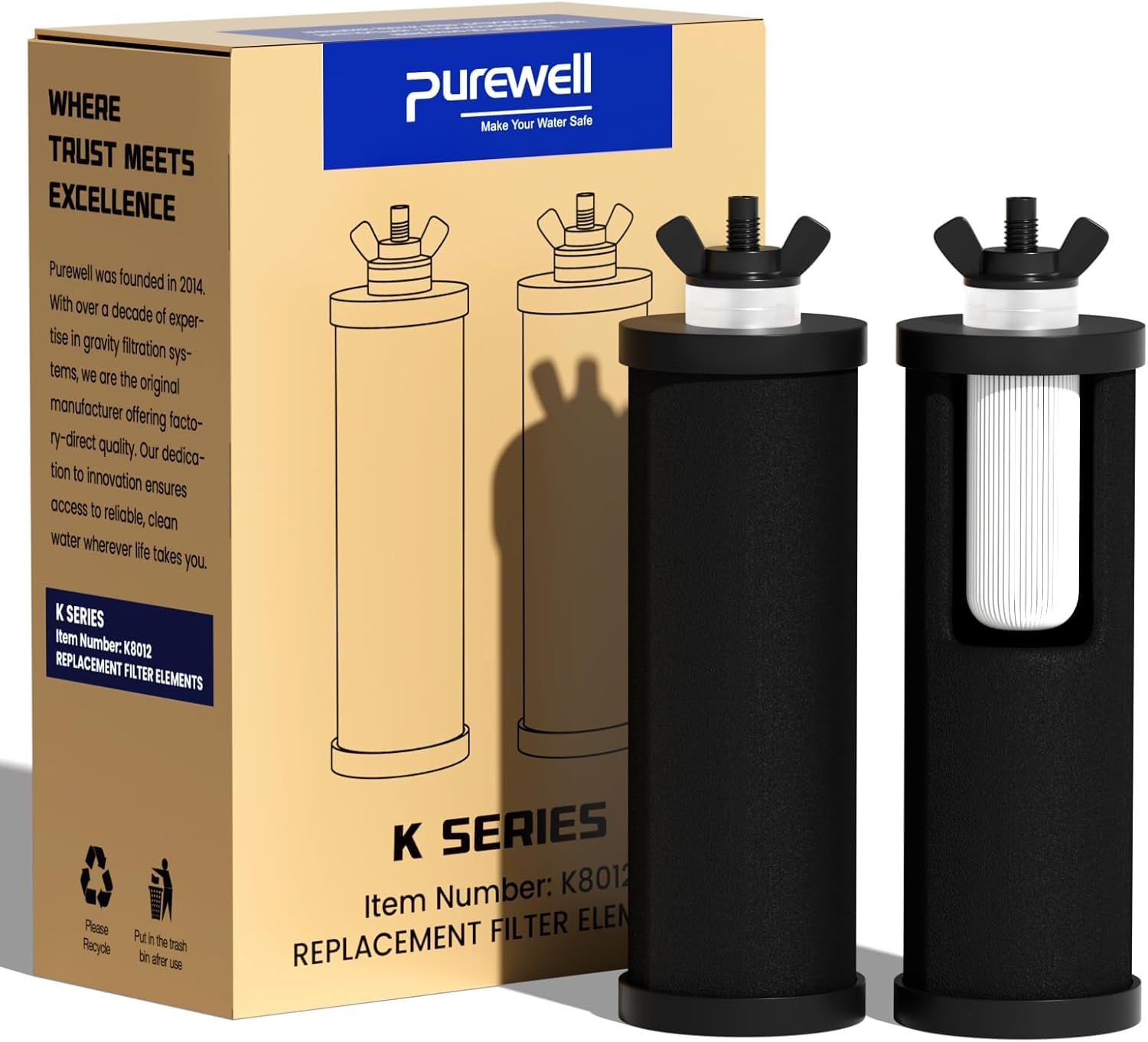 Purewell Schwerkraft-Wasserfilter – Mobiler Aktivkohlefilter für Regenwasser & Trinkwasser – Kein Stromanschluss – Ideal für Haushalt & Outdoor