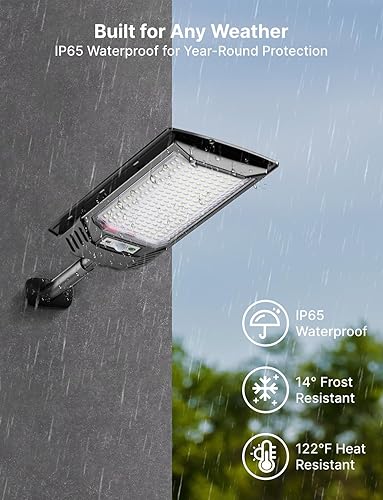 Miniatura 5 de Luz solar de calle, paquete de 2 luces LED de gran angular con sensor de movimiento, iluminación de seguridad solar impermeable para exteriores,