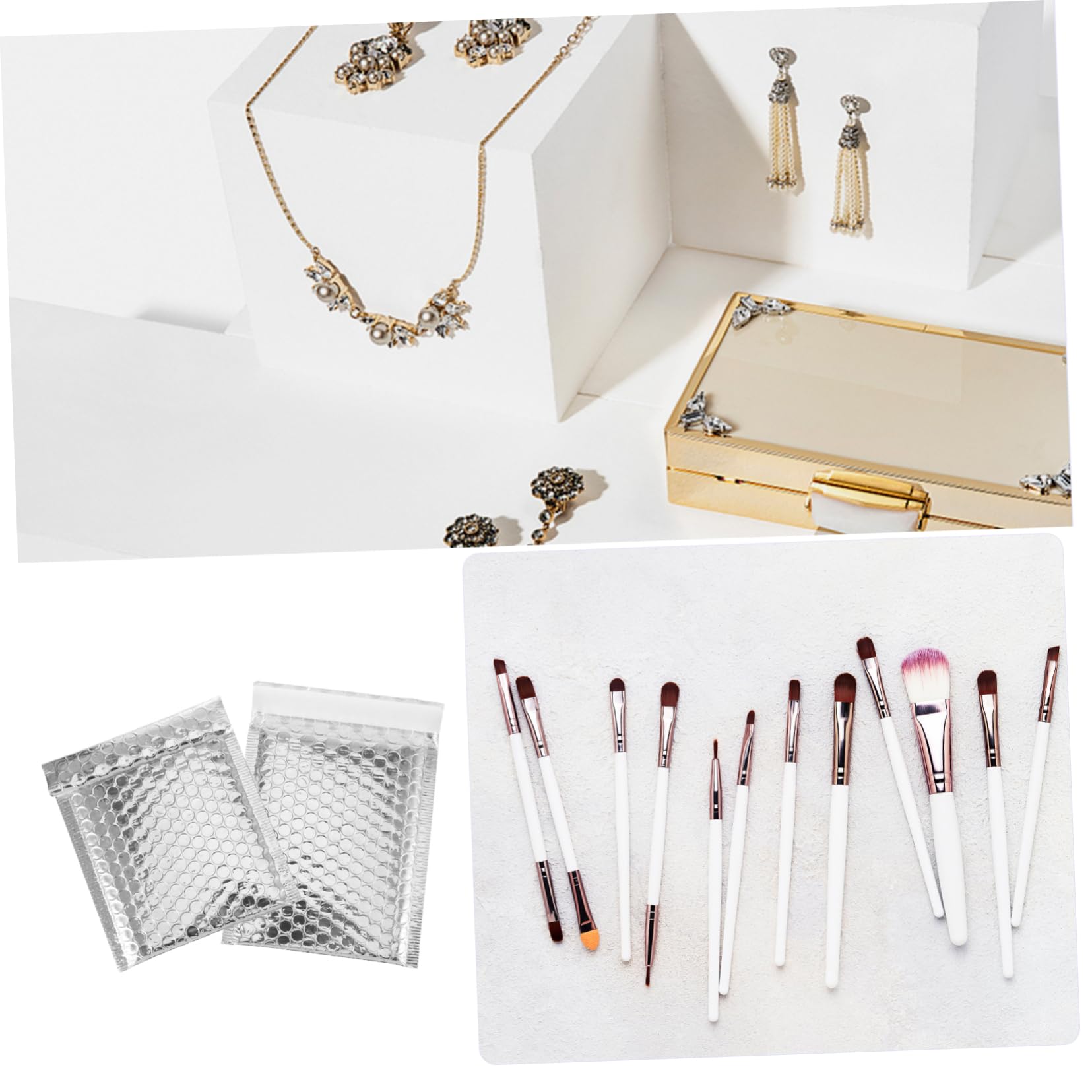 jojofuny 100 Buste Imbottite Argento in Makrofol Laminate Chiusura Adesiva per Spedizioni, per Negozi e Accessori di Moda, Confezione da 100 Pezzi