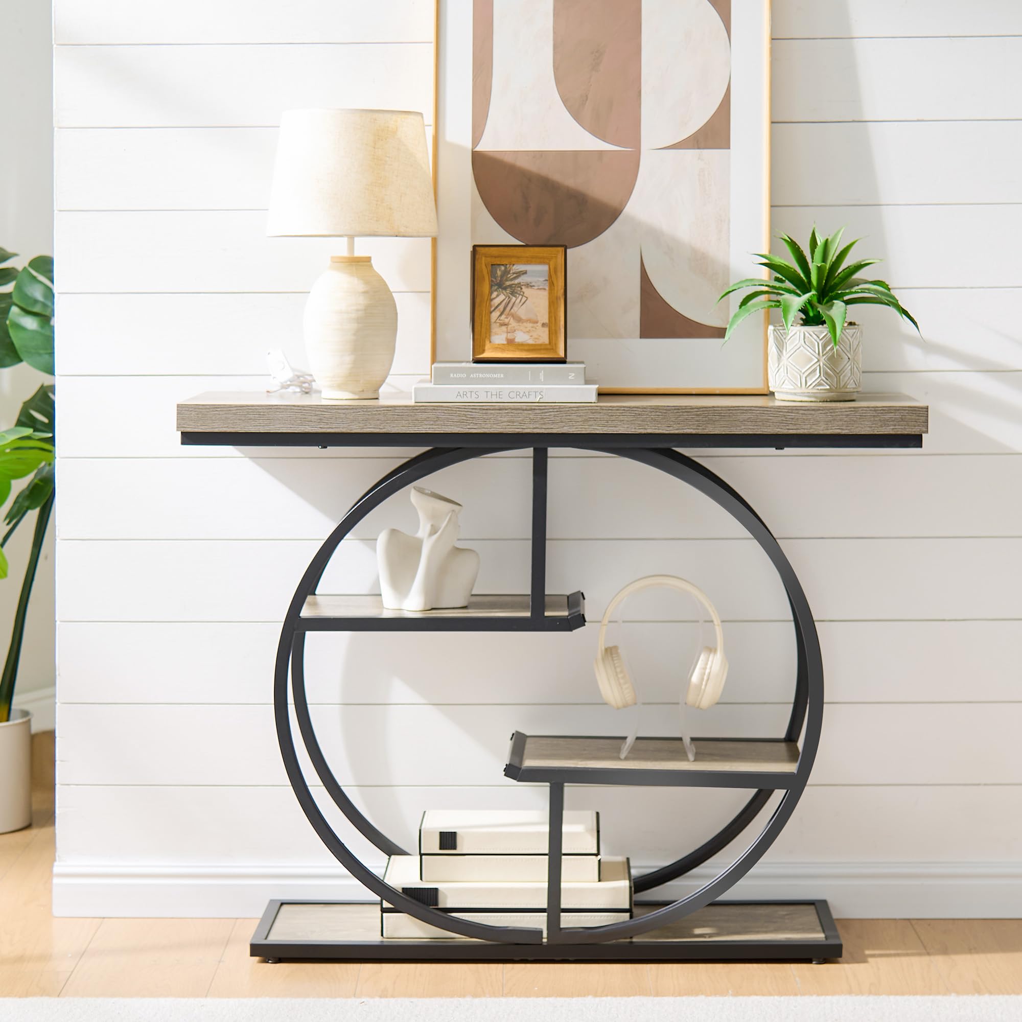 Sailvan 41.3" Industrial Sofa Console Table With 2-Tier Storage Shelves