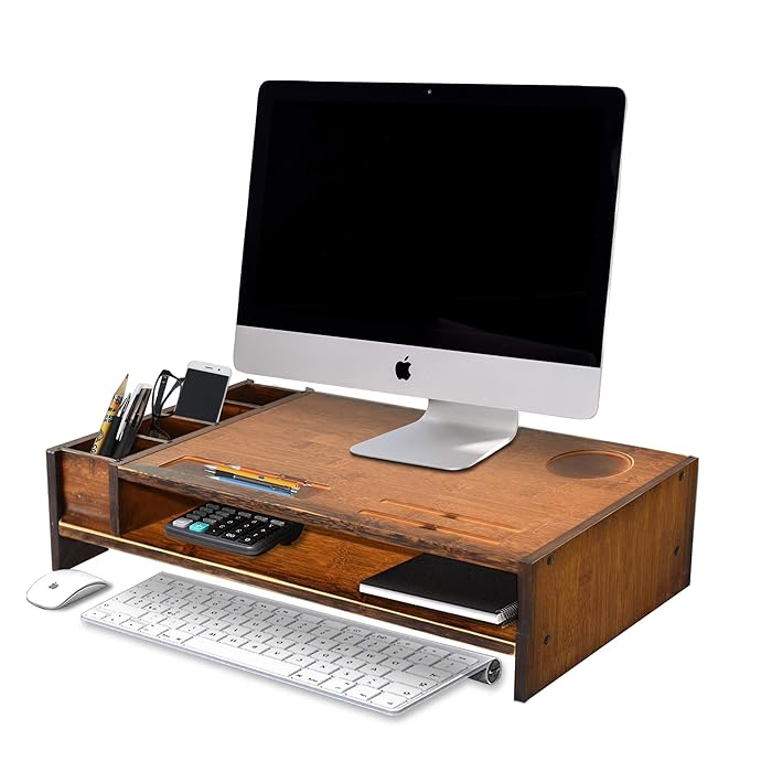 Buy WAYTRIM 2Tier Bamboo Monitor Stand, Wood Computer Monitor Riser