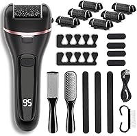 Vista 8 de Wea&Hea Removedor eléctrico de callos para pies, kit de pedicura profesional 17 en 1 con 3 cabezales de rodillo, lima de pie recargable e