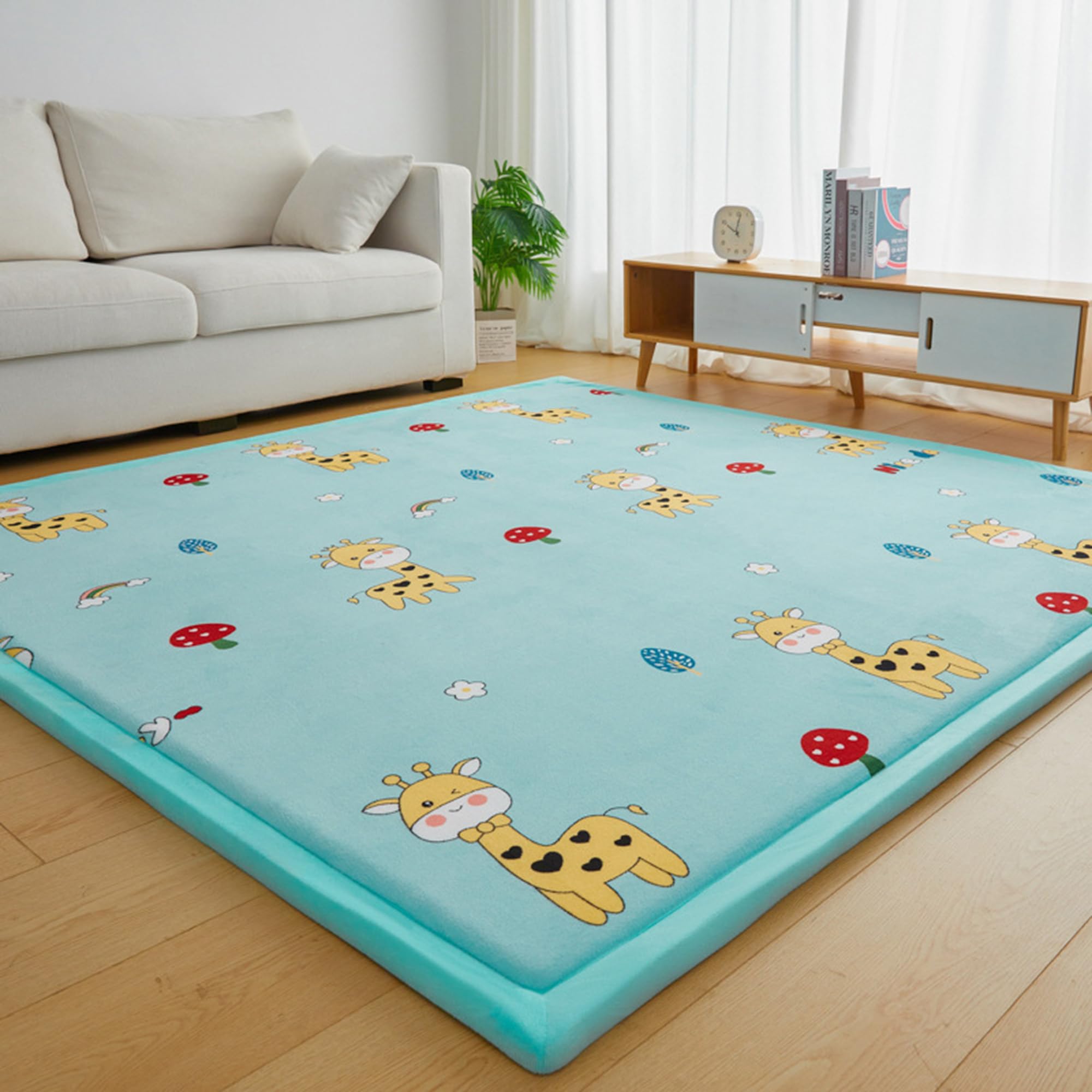 Grand tapis en peluche douce antidérapant et lavable 120x200 pour salle de jeux