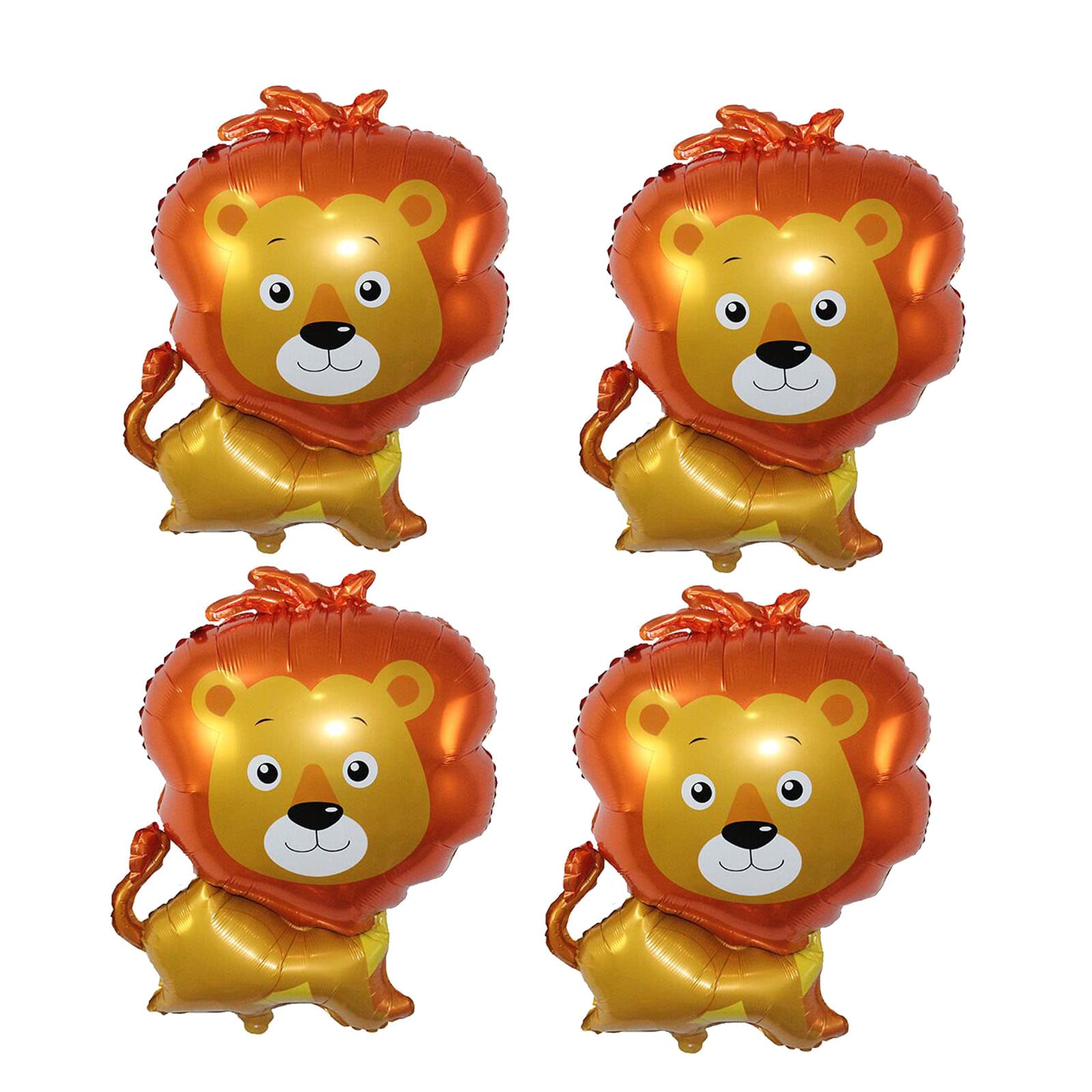 CHIL 4PCS 33 Inch Loin Foil Balloons Helium Lion Shaped Animal Party Balloons Cartoon Animal Loin Woodland Balloons for Jungle Safari Themed Birthday Party Decorations