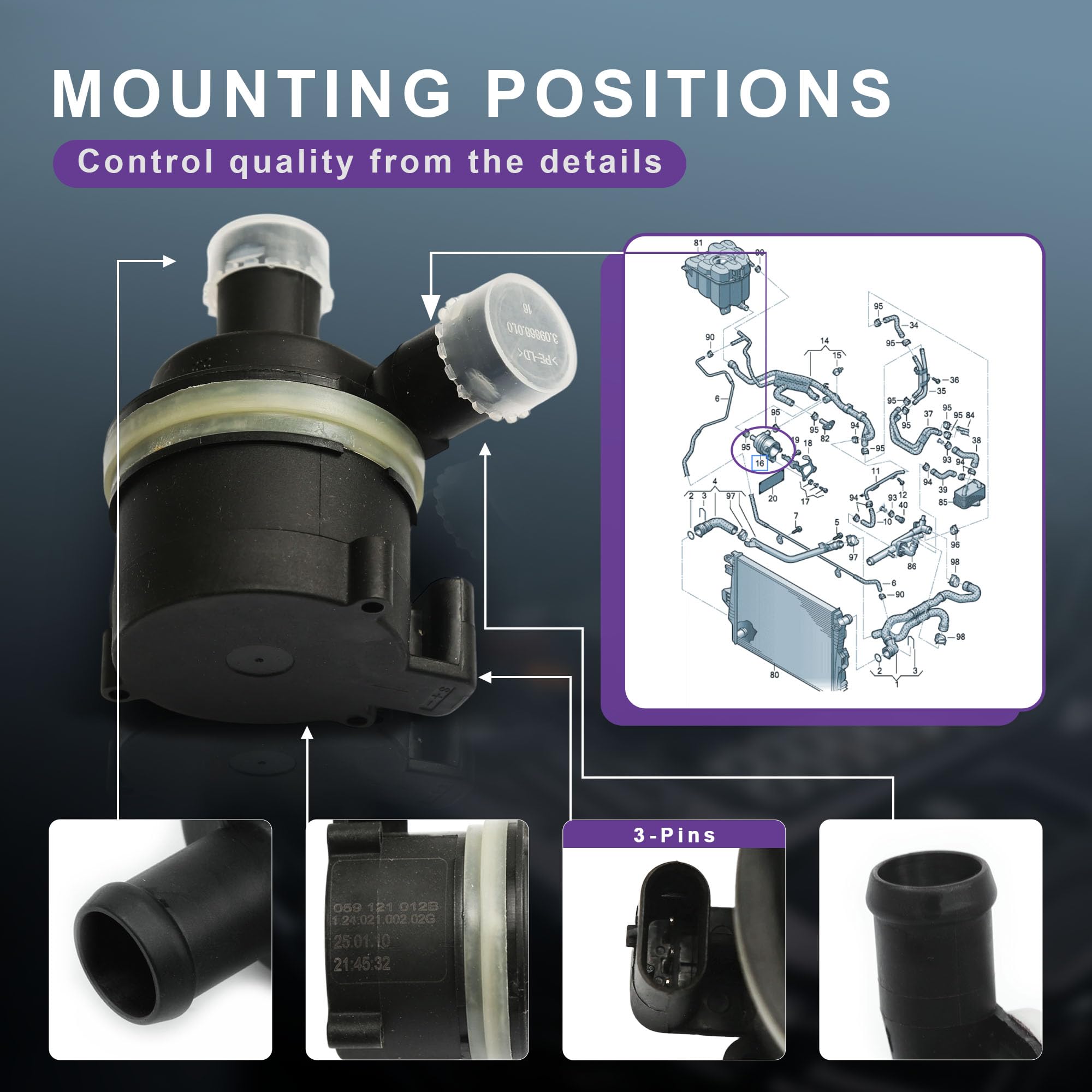 Amazon.com: Sprwinautummer 059121012B Auxiliary Coolant Water Pump