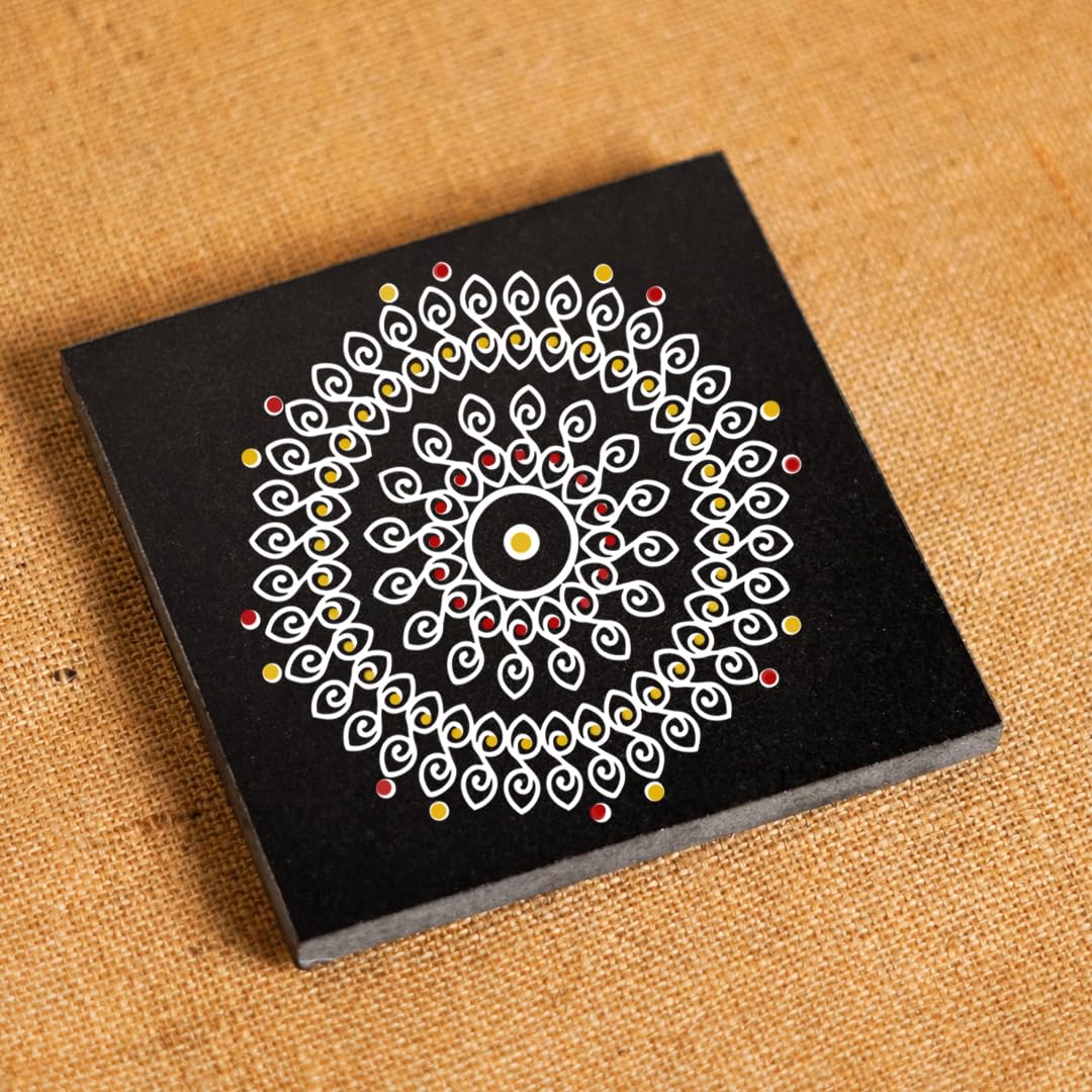 Chitrashila Granite Rangoli Tile - Pulli Kolam Design -4