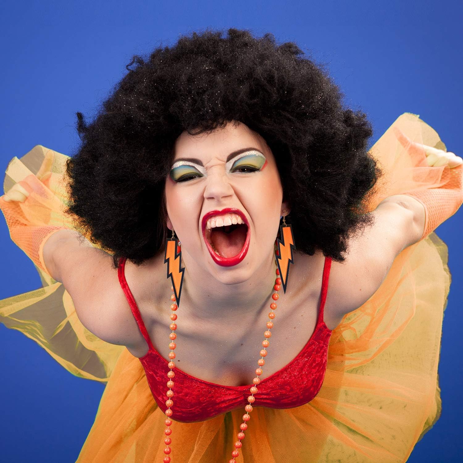 Blulu 80s Accessories Women Lace Headband Earrings Fishnet Gloves Necklace Bracelet for 80s Retro Party Halloween - Image 6