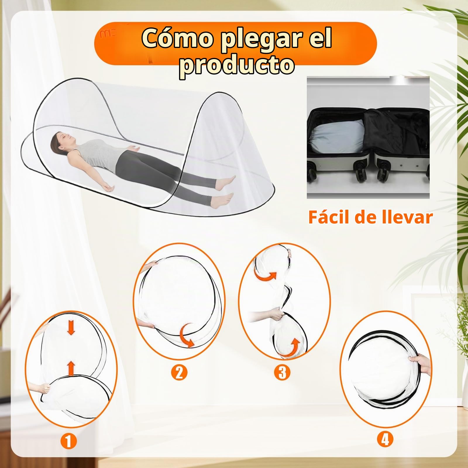 200 x 80 x 56cm Mosquitera Plegable con Cremallera, Tienda Camping Pop Up Portatil, Herramientas Mosquitos Prevenir Ultraligera para Cama Individual, Viaje, Dormitorio, Familiar (Blanco)