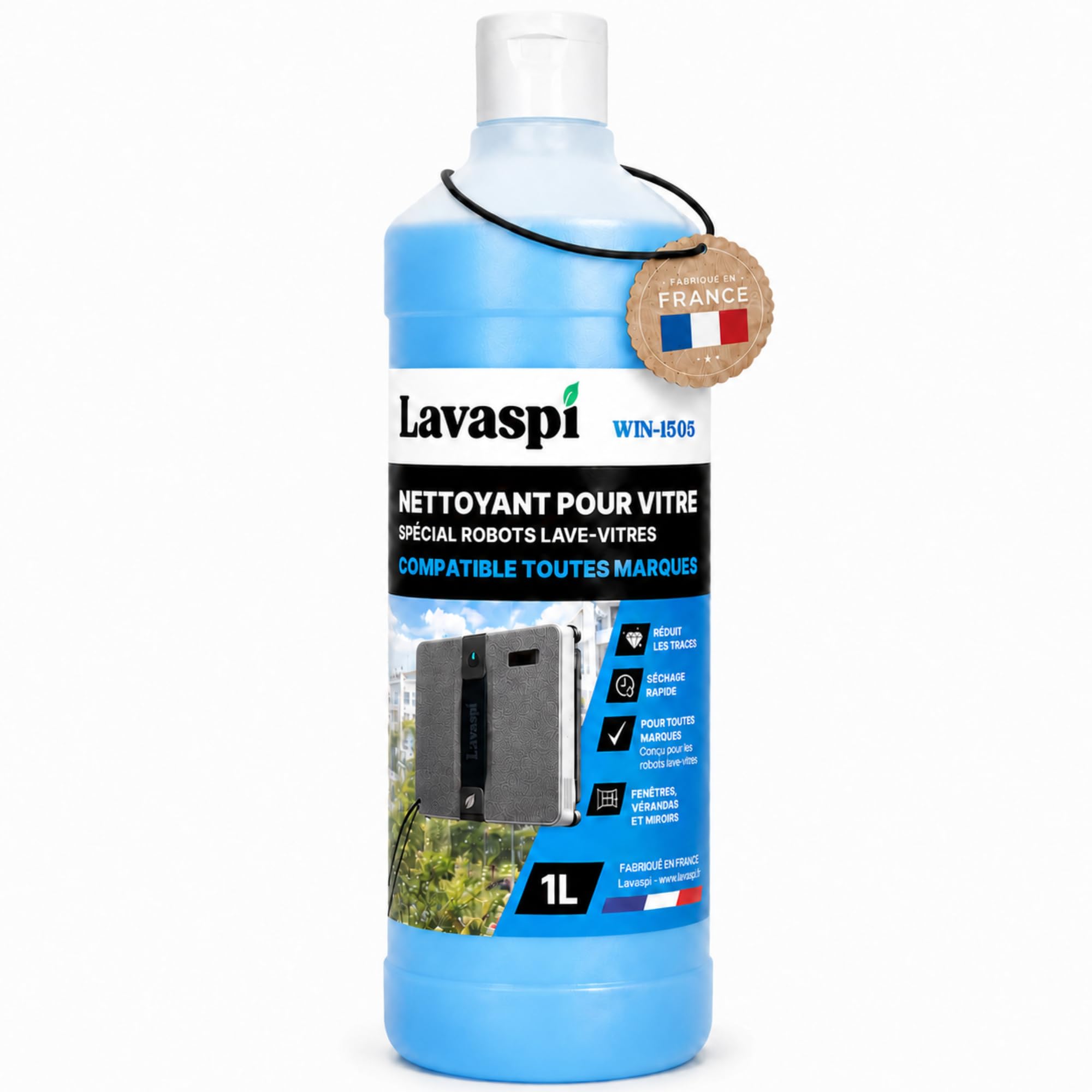Lavaspi Produit Nettoyant Pour Robot Lave-Vitres, Compatible Toutes Marques - Anti Traces - WIN 1505