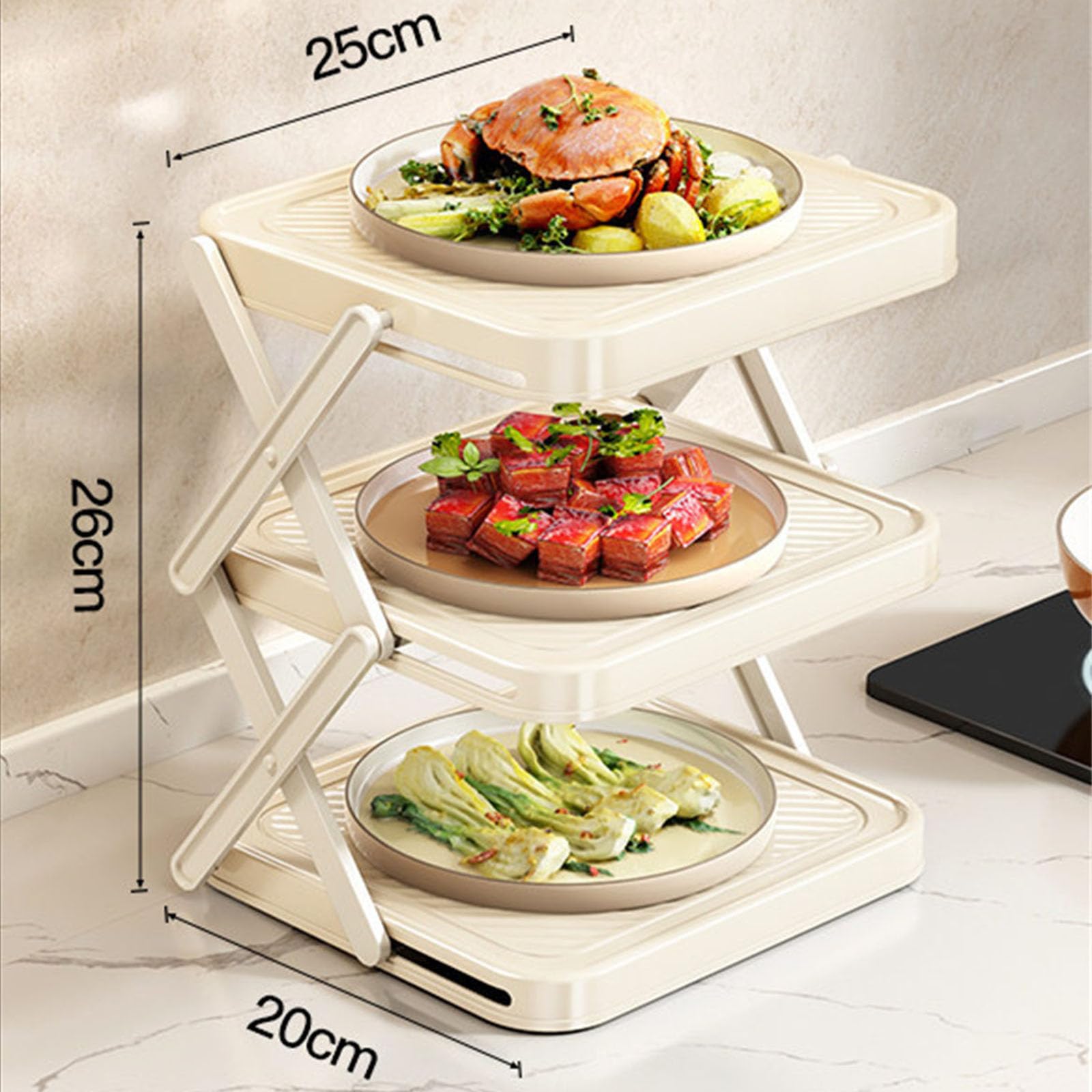 Robusto scaffale da Cucina in plastica ABS a più Livelli per Verdure, Frutta e Strumenti da Cucina Scaffale da Cucina impilabile in ABS con Strati Rimovibili
