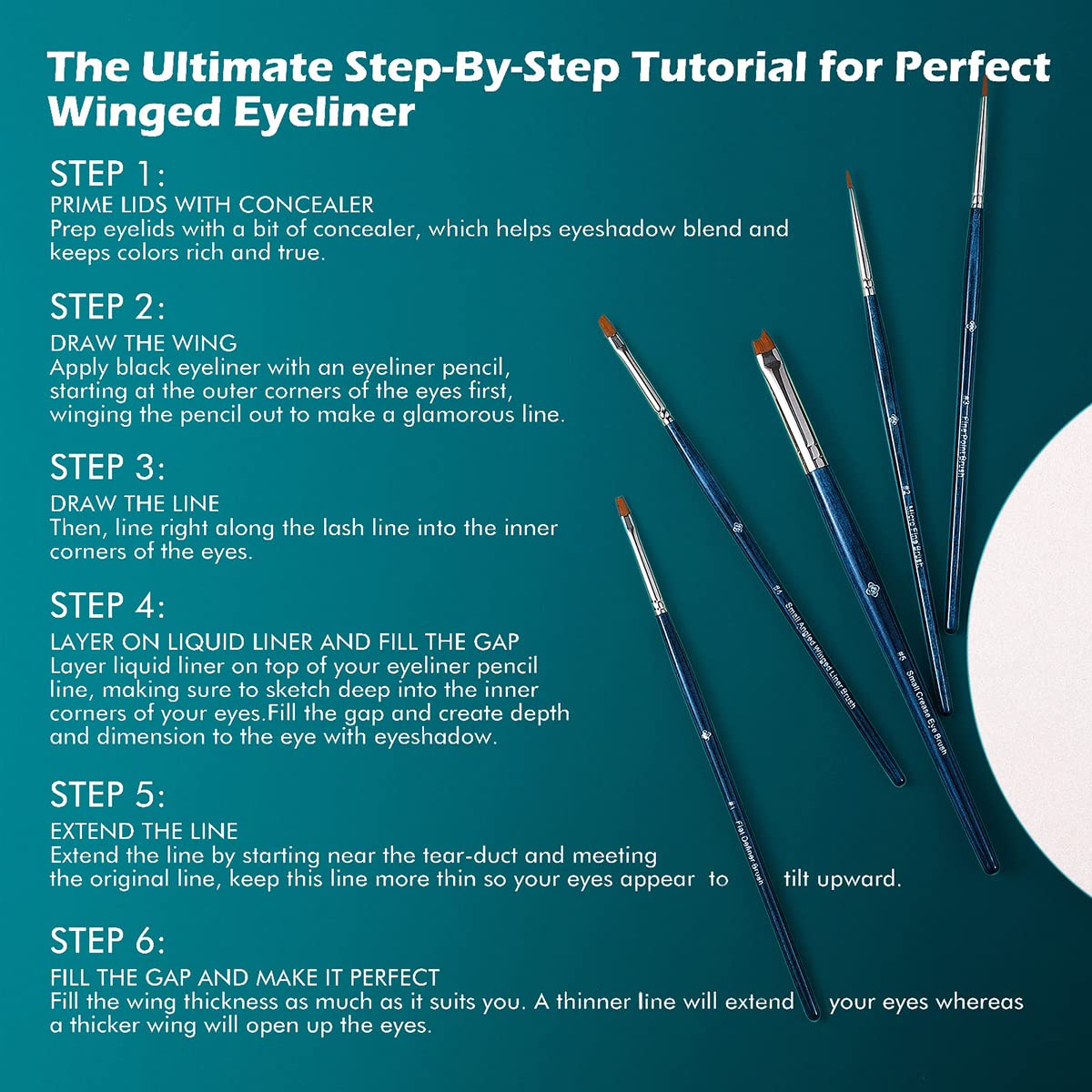 Eyeliner Brush Ultra Thin Slanted Flat Fine Angled Liquid Gel Liner Winged Eye Makeup Brushes Set 5 Pieces Pencil Point Precision Detailsed Brushes with Ultra-fine Cruelty Free Bristles Perfect Powder,Liquid and Gel Cream Applying Brush for Eye Makeup (Sapphire Blue) : Beauty & Personal Care