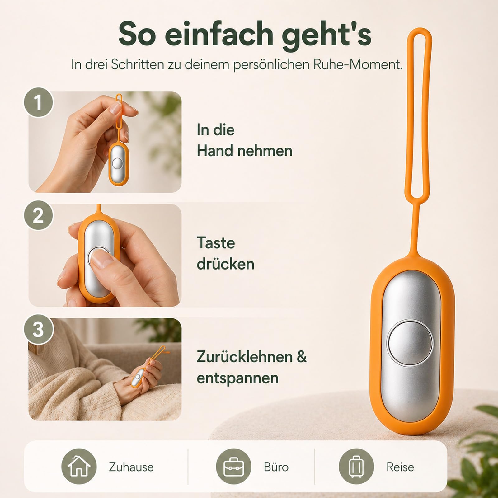 Calmbeez Gerät mit USB Aufladung für Entspannung und besseren Schlaf, tragbar, kompakt, Grün