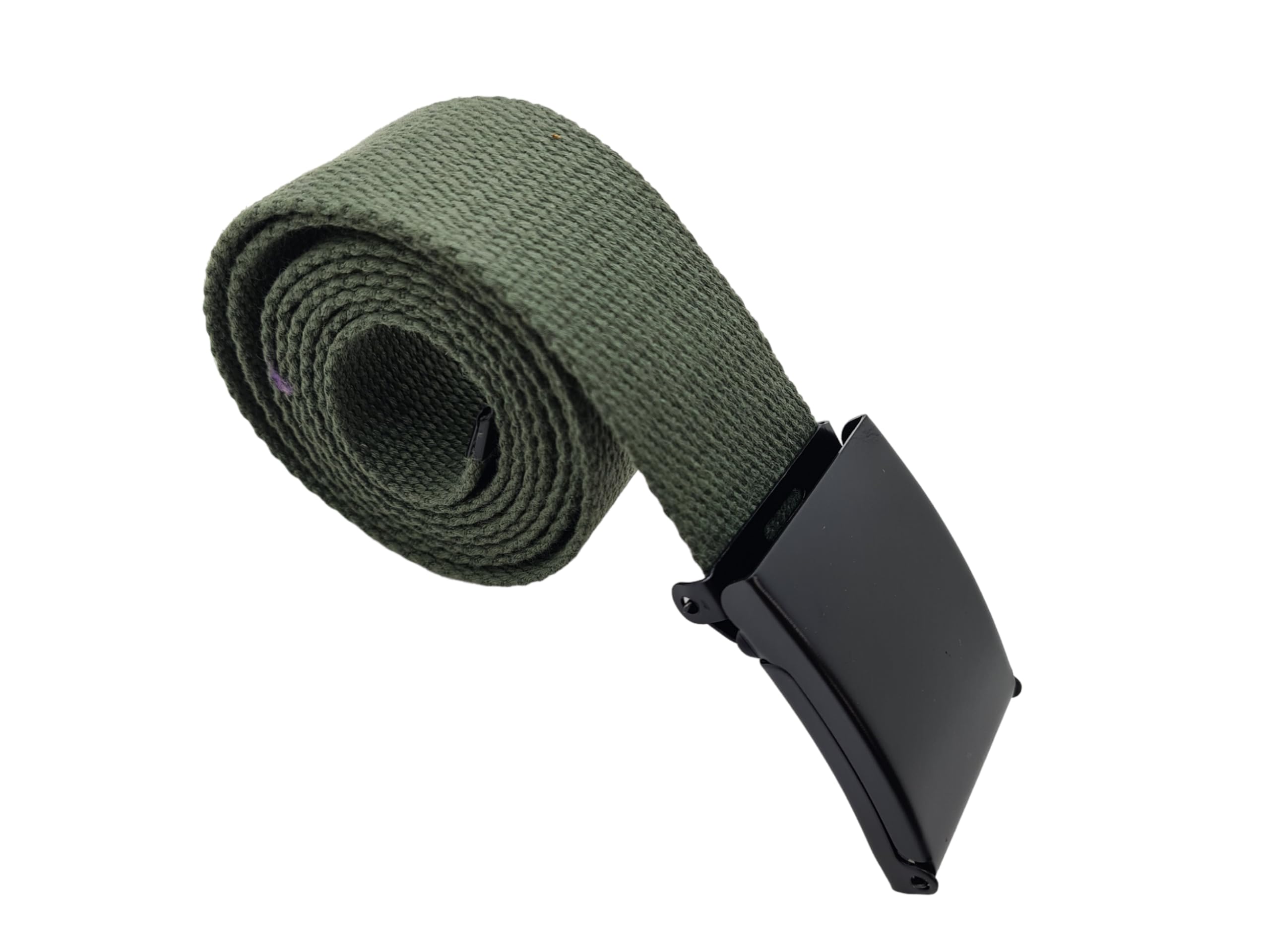 TheGloveHut Unisex Canvas Webbing Belt Black Buckle (Large 40", Khaki)