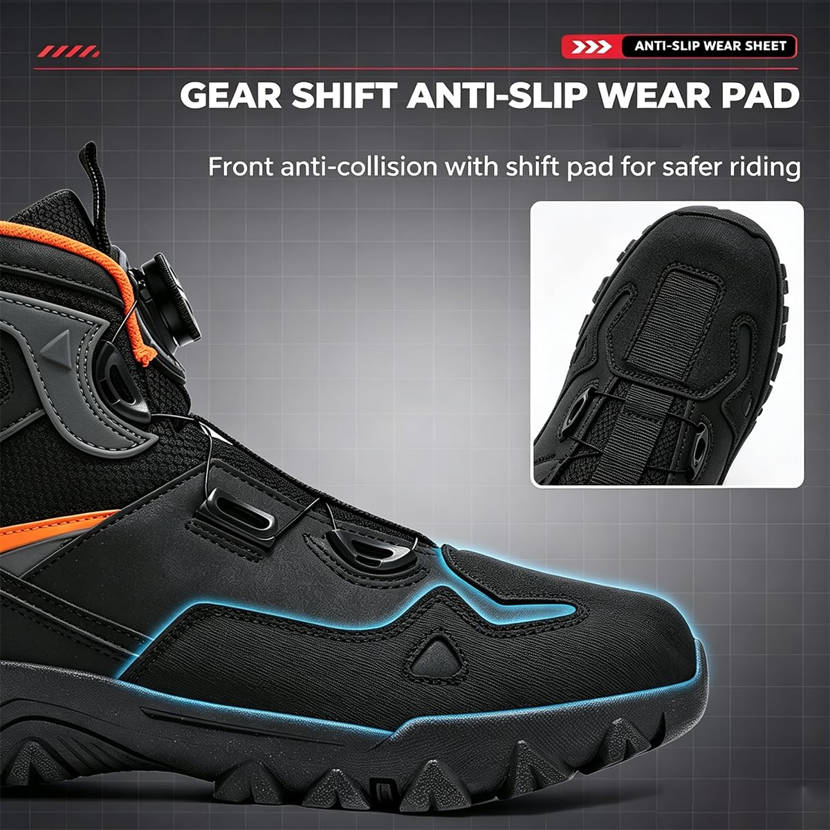 Stivali da Moto Uomo Sneakers Motociclista | Scarpe da Equitazione Stradale, Supporto alla Caviglia, Rinforzo Cambio, Lunga durata, Traspirante Casual