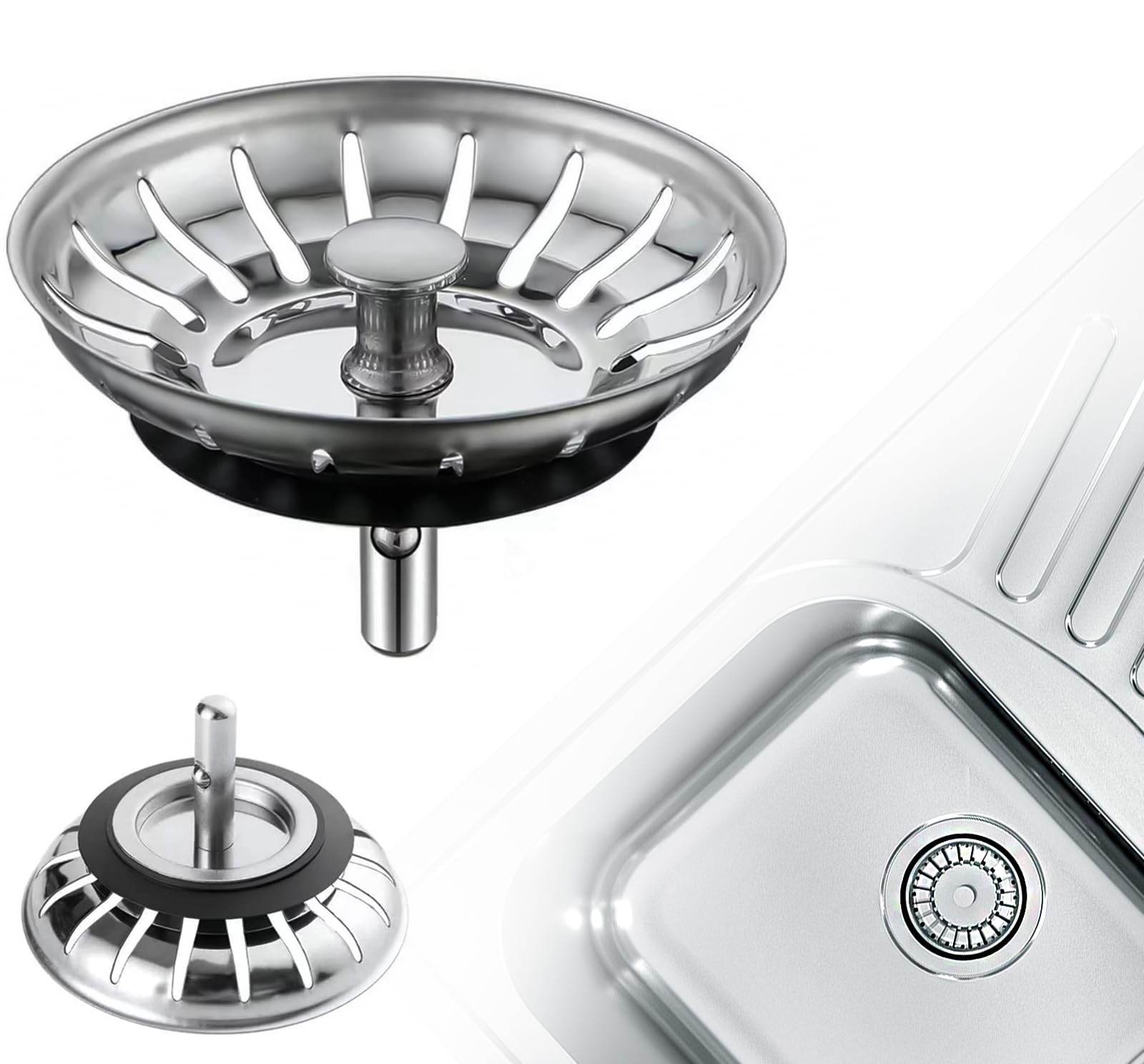 Inossidabile Tappo Lavello Spina Filtro Cucina Sink Strainer Filtro Lavandino Colino Cucina Sink Strainer in Acciaio Inox Doppio Strato in Acciaio Filtro di Scarico per Lavelli da Cucina 4 Pezzi