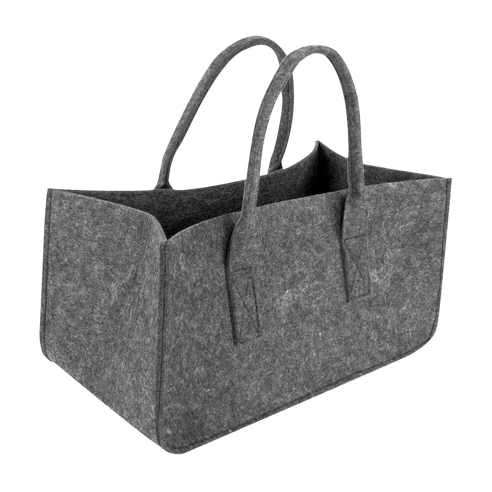 Borsa Porta Legna Grigio Scuro – Borsa in Feltro di Grande capacità per la Spesa e per riporre Borse