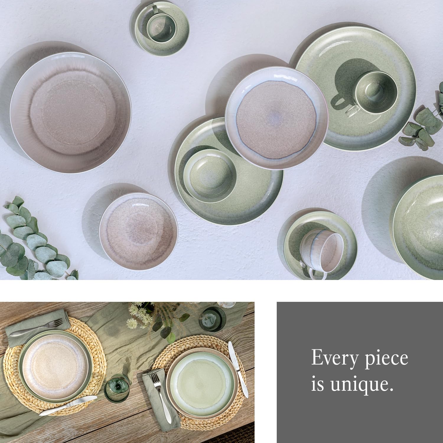 like. by Villeroy & Boch – Perlemor zestaw naczyń z porcelany, 6-cz., styl pottery, serwis śniadaniowy dla 2 osób