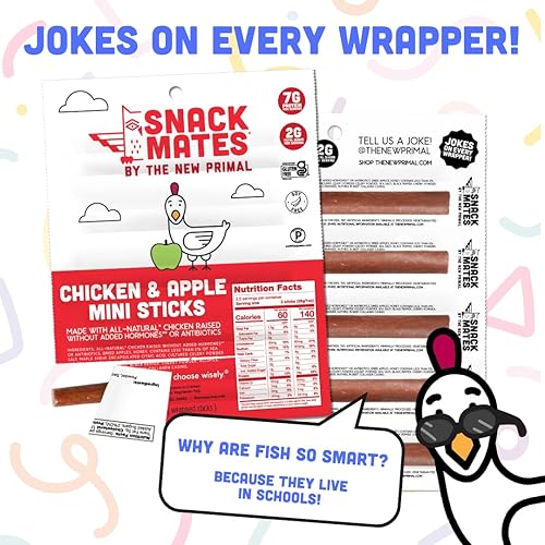 Miniatura 6 de The New Primal Snack Mates - Palitos de pollo y manzana, aperitivos saludables sin gluten para niños, aperitivos bajos en azúcar y alto en proteínas
