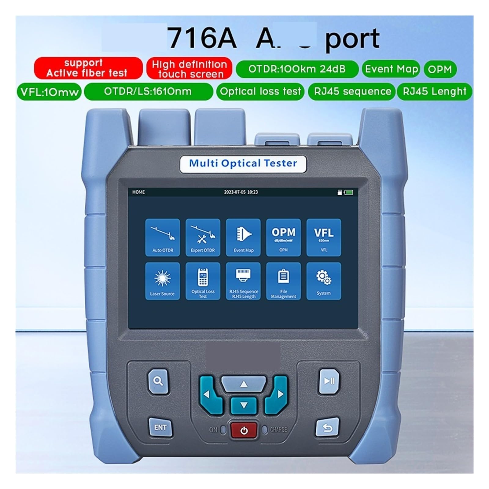 Testeur de Fibre Optique Réflectomètre Optique Multifonctionnel 716U/716A, Testeur De Fiber 100KM 24dB 1610nm OTDR