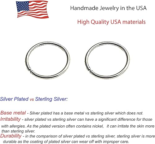 Miniatura 4 de Aretes de aro finos de plata de ley dorados para mujer, cartílago, nariz, tabique, hélix, tragus, múltiples piercings, hipoalergénicos Plata de ley