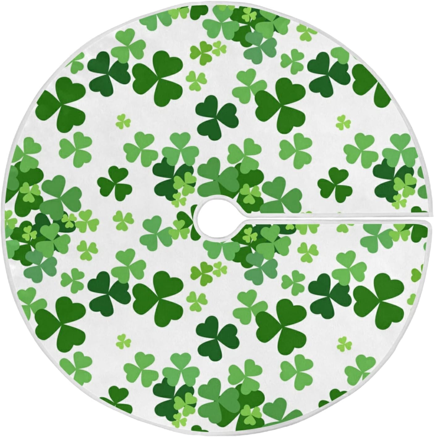 Falda de árbol de Navidad, trébol de la suerte, trébol, alfombra de árbol para fiestas festivas