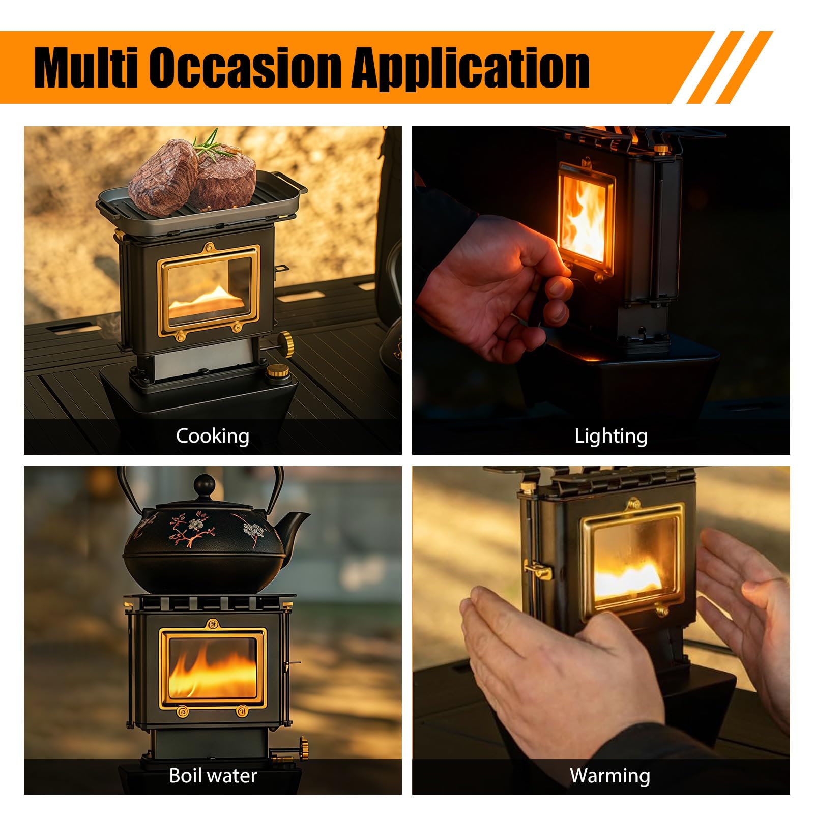 Tragbarer Petroleum Laterne mit 525ml Öltank Petroleum Camping Heizung Stove Multifunktionale Campingkocher mit Aufbewahrungstasche für Außenbeleuchtung Erwärmung Kochen