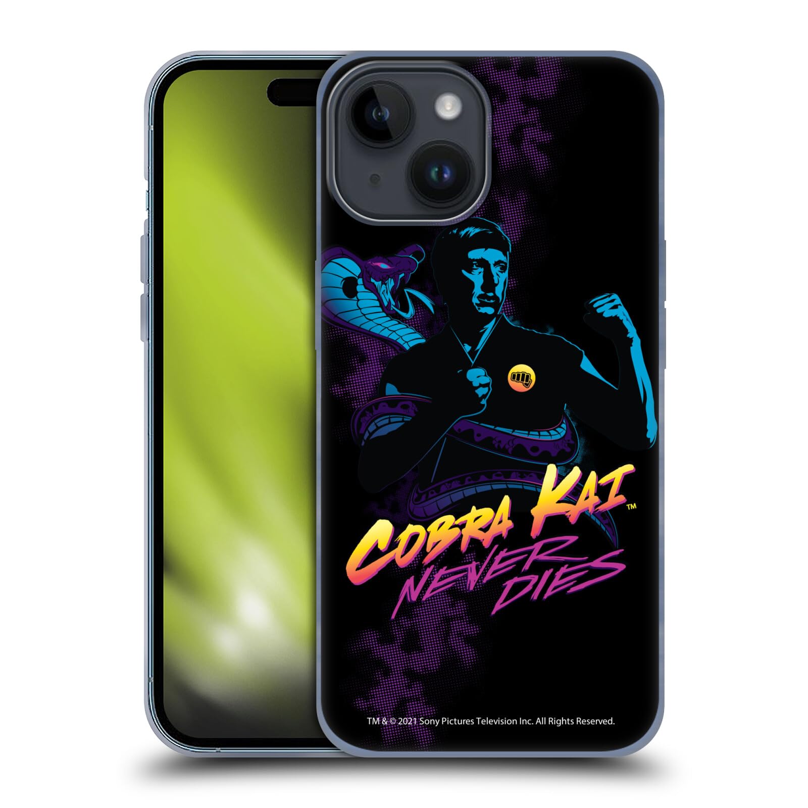 Head Case DesignsOfficially Licensed Cobra Kai Johnny Lawrence Never Dies Key Art Soft Gel Case Compatible with Apple iPhone 15