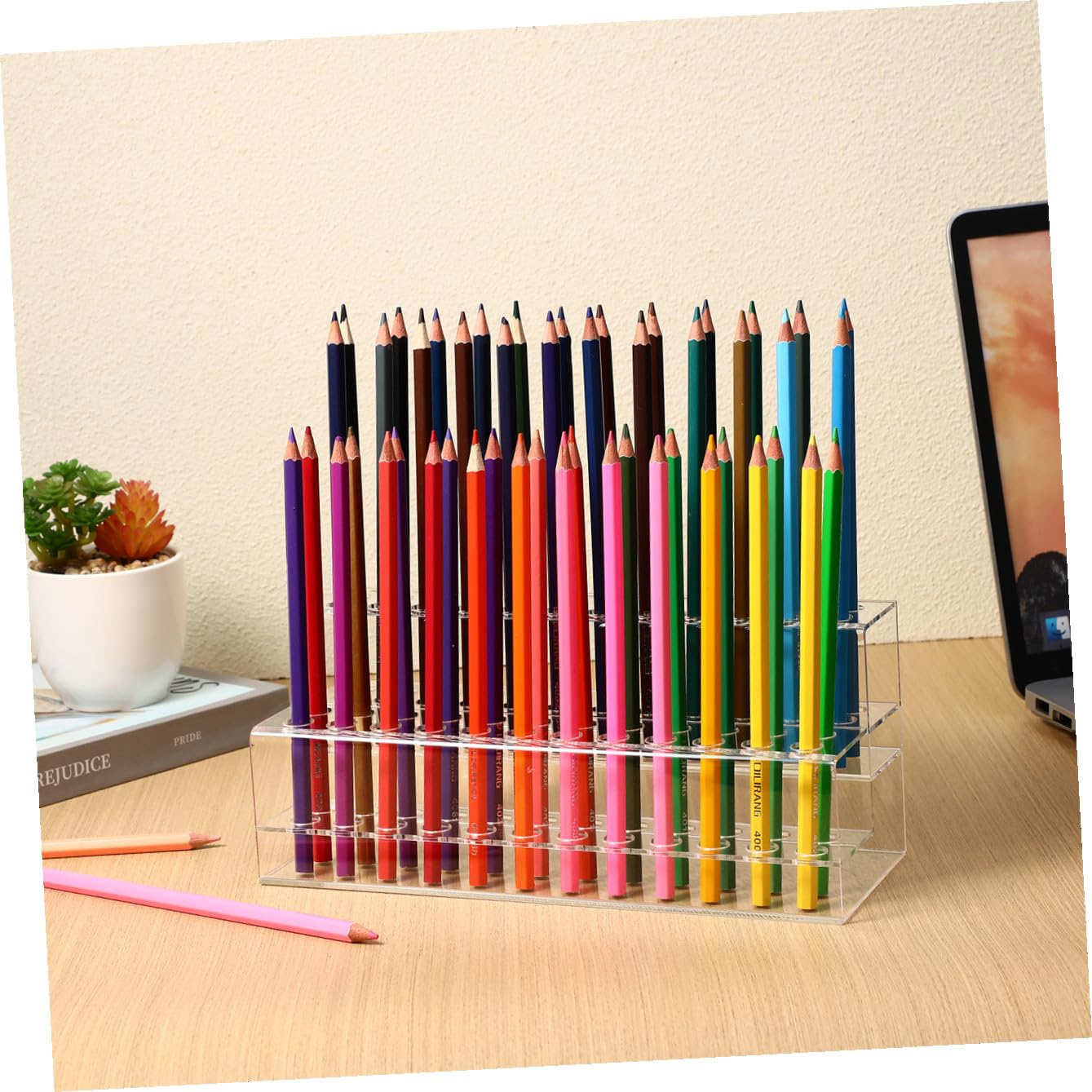 COHEALI Organiseur de Stylos et Crayons 24X9X105 CM Porte-Crayons en Plastique pour Bureau Chambre et Magasin